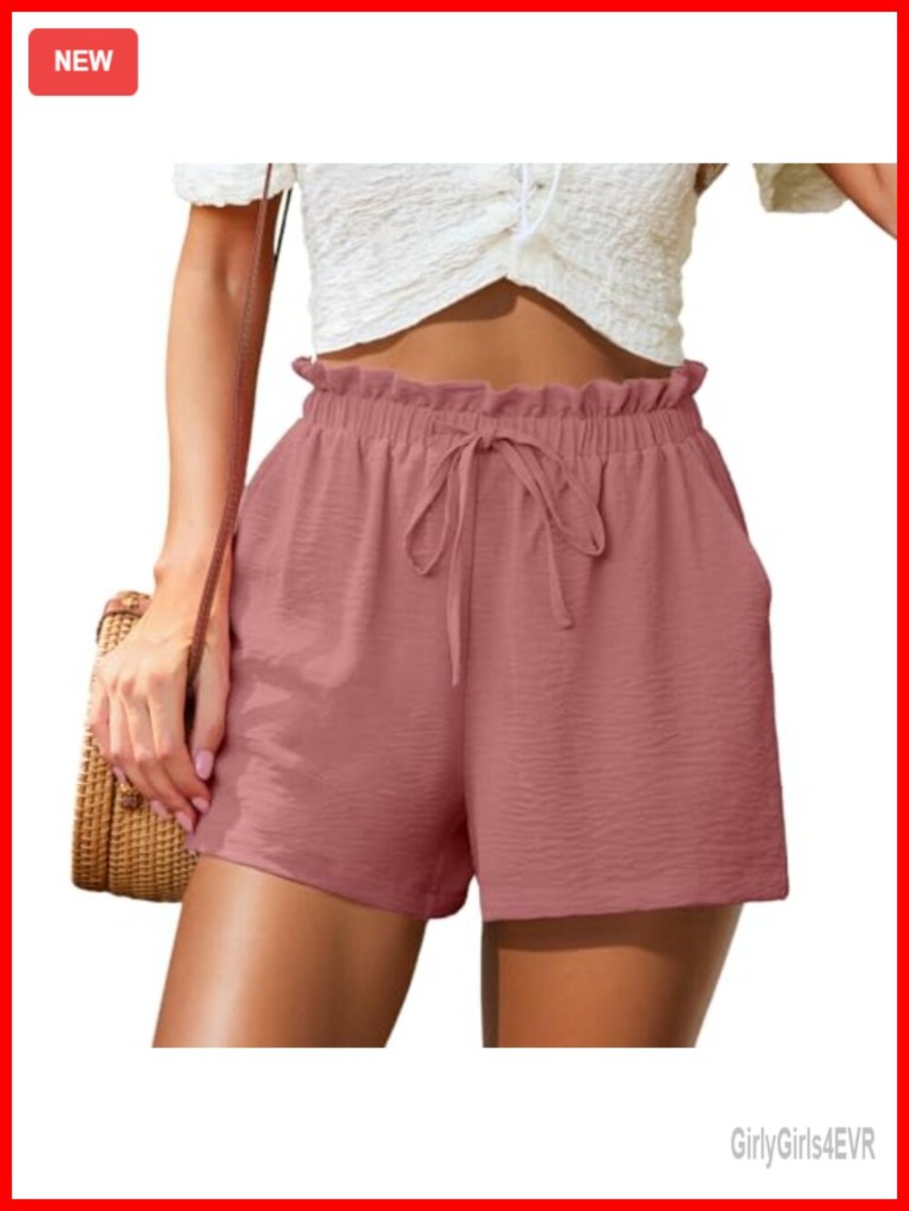 Womens High Waisted Wide Leg Shorts with Pockets Ruffle Drawstring Casual